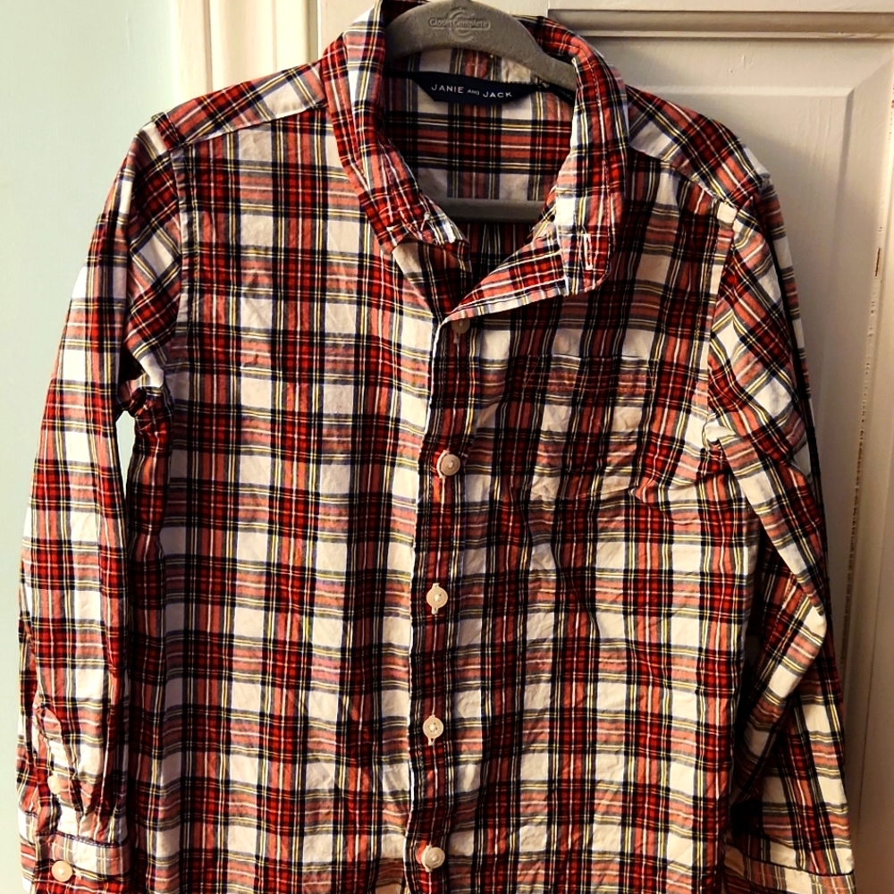 Janie and Jack button-down plaid shirt